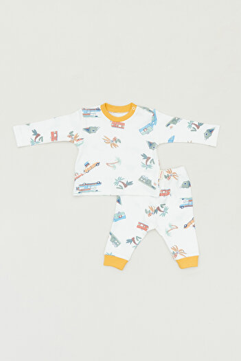 Fulla Moda 2-Piece Crew Neck Printed Suit for Boy