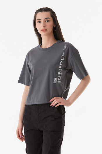 Fulla Moda Text Printed Crew Neck T-Shirt
