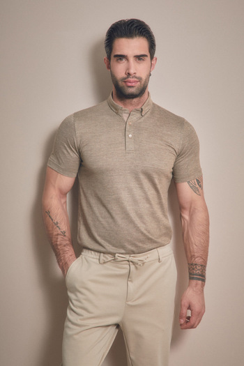 Fulla Moda Buttoned Polo Neck T-Shirt
