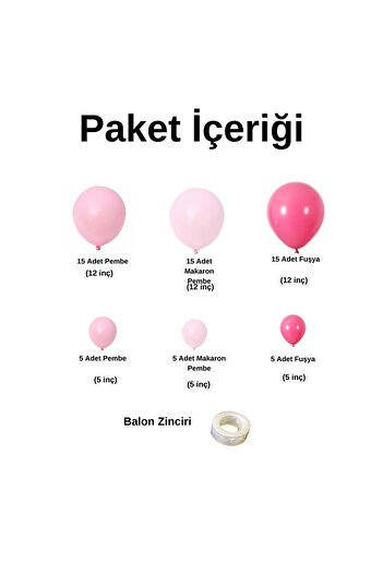 Organizasyon Pazarı مجموعة بالونات باستيل فوشيا-وردي كاندي-ماكرون وردي مكونة من 60 قطعة من سلسلة البالونات