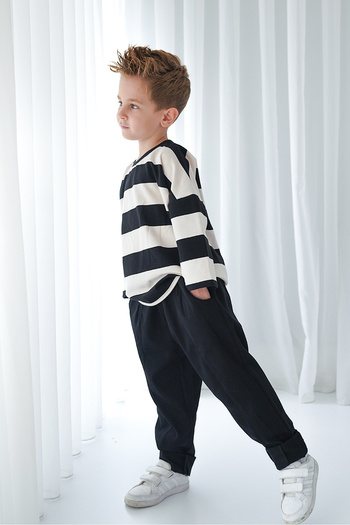 Catz Kids 2'li Paket %100 Pamuk Gabardin Carrot Pantolon ( Kahve&Siyah )