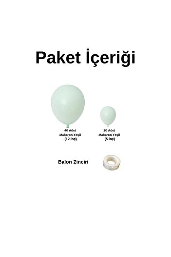 Organizasyon Pazarı Macaron Green 60 Pieces Balloon Chain Set