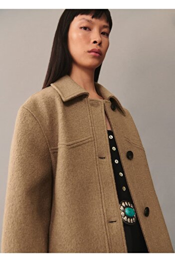MANGO Woman Oversize vlněný kabát