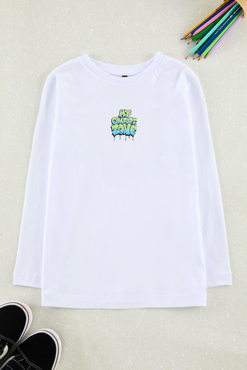 TRENDYOLKIDS White Boy Back Printed Knitted T-Shirt Tkdaw25Ts00026