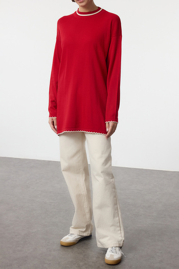Edit by Trendyol Knitwear Sweater - Red, Piping, Tedaw25Ak00007