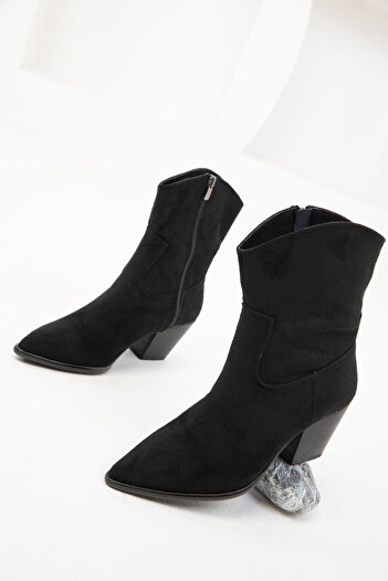 SOHO Μαύρα σουέτ γυναικείες μπότες - 19887 Model Bootie