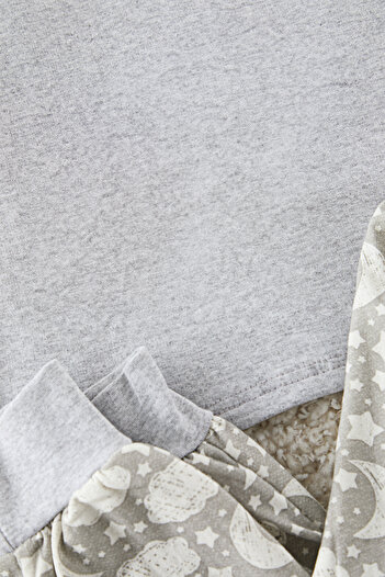 Trendyol Collection Galaxy Pattern szürke pamut kötött pizsama szett - alvó fejpánt, THMAW25PT00225