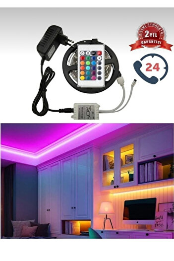 EMİN ENSAR HOME 5 mt Kumandali Isildak Rgb Serit Led Lamba iç Ve Dis Mekan Silikon Yapiskanli Aydinlatma