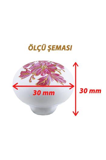 GLASWEN 8 Pieces Pink White Hydrangea Flower Patterned Polymer Button Handle Mushroom Furniture Kitchen Cabinet Drawer Kul