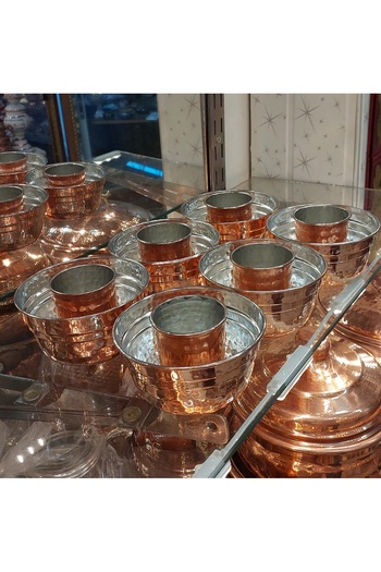 Bakır Center Copper Conductor Copper Well-Pleasing Copper Cup Rack Cup 6-Piece Cup Hammer Forged Cup Holder