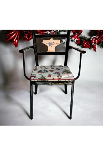 DÜŞLER EV TEKSTİLİ 40*40 White Christmas Patterned Chair Cushion