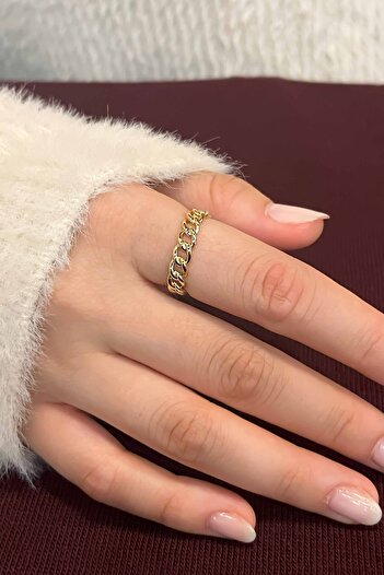 TREND COLLECTİON Zirkon Taşlı Gold Zarif Ayarlanabilir 3'lü Minimal Kadın Yüzük Seti