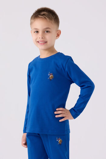 U.S. Polo Assn. Costum de pijama albastru cu maneca lunga pentru baietel