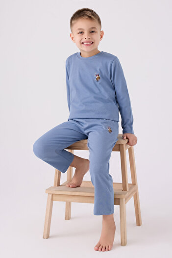 U.S. Polo Assn. Set de pijamale cu mânecă lungă bleumarin pentru băiat