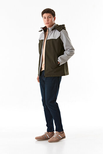 Fulla Moda Diver Fabric Pocket Zippered Hooded Coat