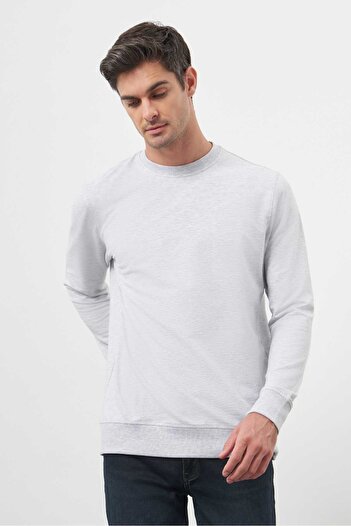 Morven Erkek Gri Bisiklet Yaka Dynamic Fit Rahat Kesim Sweatshirt
