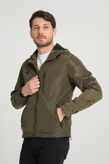Wise Men's Hooded Chest Pocket Mesh Lined Windbreaker