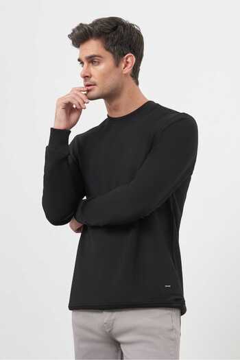 Morven Men's Black Crew Neck Dynamic Fit Relaxed Cut Sweatshirt