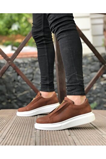 Preux Men's Skin Leather Zippered Sneakers Orthopedic Seasonal Casual Shoes