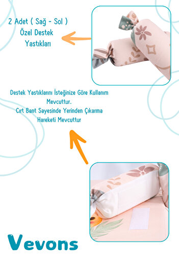 vevons Bebek Reflü Yatağı, Fermuarlı, Yıkanabilir Kılıf, Özel Üretim, %100 Pamuk Kumaş