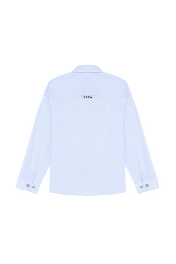 U.S. Polo Assn. Cămașă de bază cu mânecă lungă albastru deschis pentru băiat 50263107 -VR003