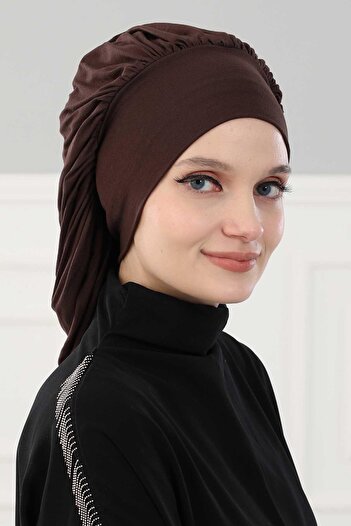Aisha's Design Драпирана плетена шапка, B-25, кафява