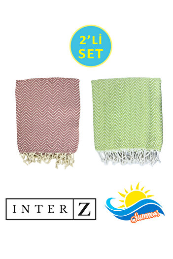 INTER Z Set of 2 100% Cotton XXL 90X170Cm Beach Towels - Marmaris