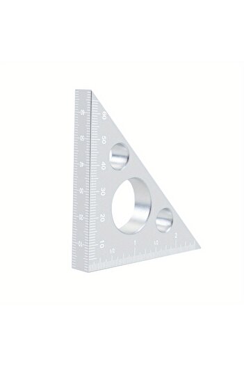 Choice1 Silvery Aluminum Esquadro Ruler, 45/90 Degree Frosted Right Angle Gauge, Triangle Ruler with Both Im