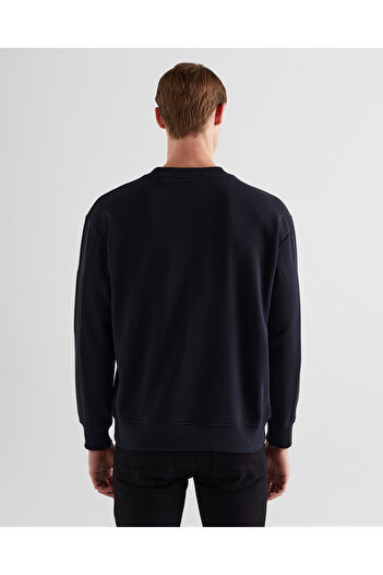 Gant Men's Black Relaxed Fit Crew Neck Logo Sweatshirt