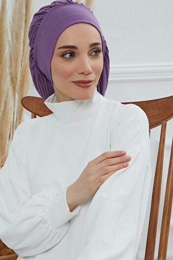 Aisha's Design Flowy Combed Cotton Bonnet,B-25,Purple 2