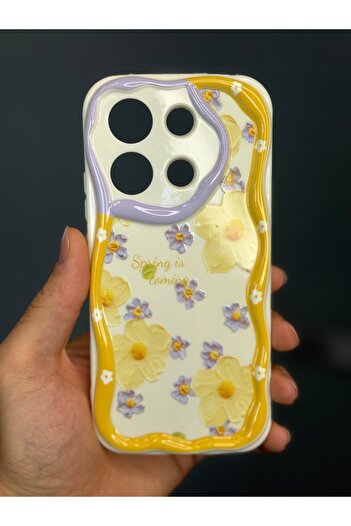 Fibaks Redmi Note 13 4g Compatible Case Designed Patterned Camera Protection Daisy Flower Colored Silicone Cover