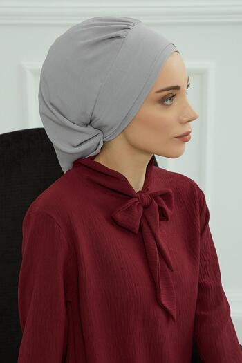 Aisha's Design Pileli Aerobin Hazır Türban,HT-91,Gri