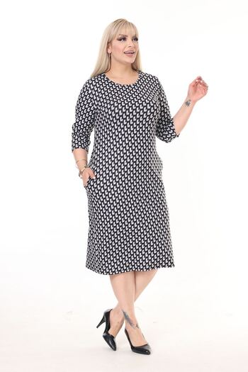 modayız Double Pocket Winter Plus Size Dress 34F-2606
