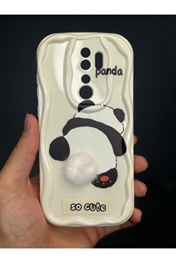 Fibaks Redmi Note 8 Pro Compatible Case Designed Patterned Camera Protection Panda White Tassel Silicone Cover