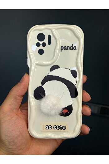 Fibaks Redmi Note 10/10S Compatible Case Designed Patterned Camera Protection Panda White Tassel Silicone Cover