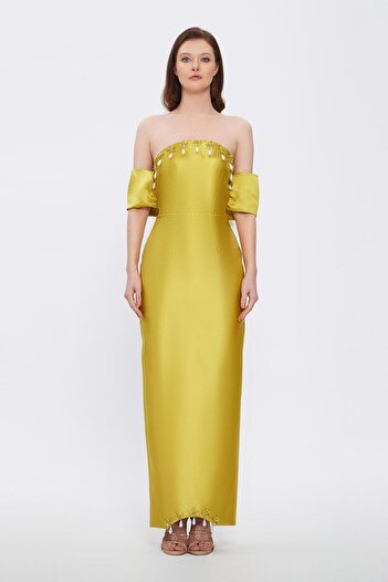 CENGIZ AKTURK Flared Cut Crepe Long Evening Dress - 2028C