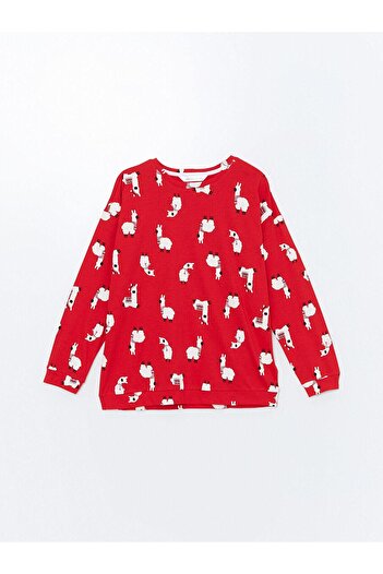 LC Waikiki LCW DREAM  Baskılı Bisiklet Yaka Baskılı Kadın Pijama Takımı