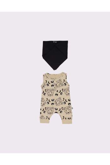 rg kidsstore Unisex Baby Jumpsuit and Neck Collar - Cotton Tiger, Printed