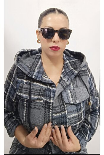 AKŞEN GİYİM Large Size Tunic Boy Hooded Thick Lumberjack Shirt/Jacket