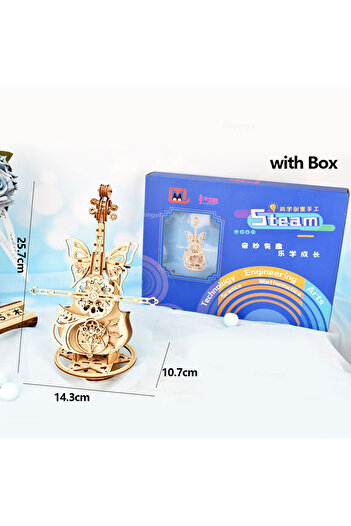 Choice Cello Music Box 3D Puzzle Wooden Cello Model DIY Assembly Violin Music Box Building Kits Home Living