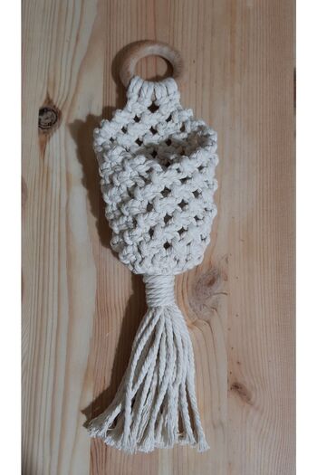 ÖNS Aksesuar Macrame Mini Flower Pot Cactus Holder + Wooden Star Ornament