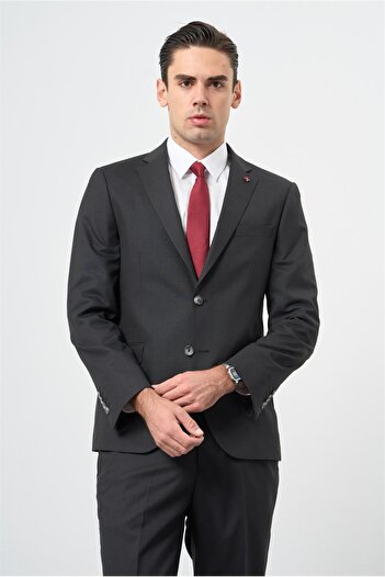 İmza Black Mono Collar Double Slit 2 Button 6 Drop Comfort Fit Classic Suit