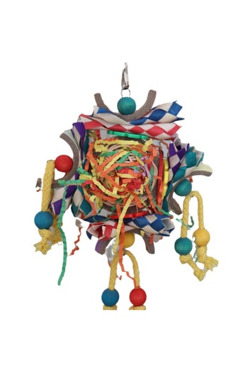 Choice Red Parrot Toy Colored Rattan Ball Paper Tube Bird Cage Decoration Pendant Bird Toy