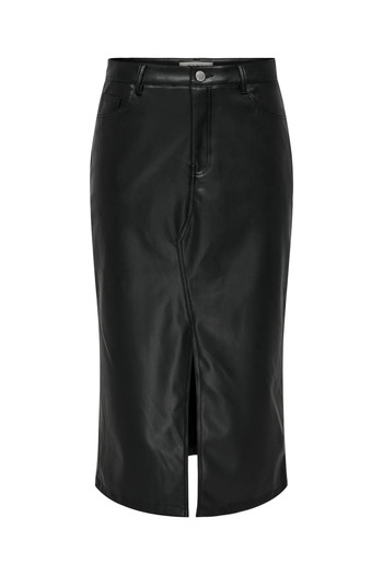 ONLY Onlkiri Hw Lo Slit Faux Lea Skirt C Only Faux Leather Long Skirt