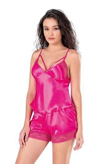 PRIMODA Σετ σορτς φούξια σατέν Babydoll 9133