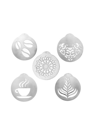 Choice Set of 5 Leeseph 5Pcs Stainless Steel Coffee Decorating Stencils, Foam Latte Art Templates, Cappucci