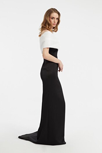 CENGIZ AKTURK Off-Shoulder Bow Detail Long Evening Dress - 5029C