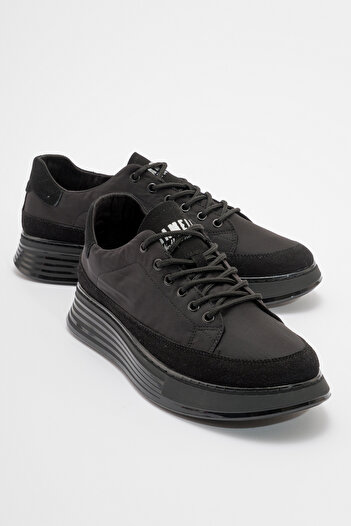 GAMELU Monster Men's Black Suede Detail Fabric Cloth Daily Orthopedic Memory Sole Sports Sneakers