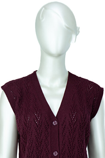 Oppland Women's Winter Knitwear Vest - Cotton Rug, Buttoned Front, Double Pocket