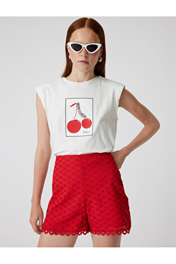 Koton Tuba Unusal Mini Scallop Shorts - Lined